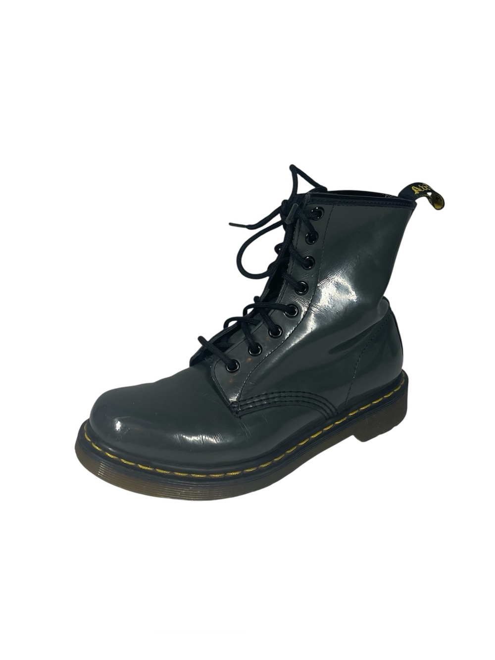 Doc Dr Martens Grey Patent Leather 8 Eye Boots UK 5 US L 7 11821 1460 Lace-Up